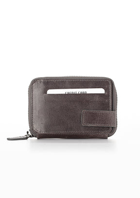 Arya Vintage Leather Zippered Unisex Card Holder Wallet