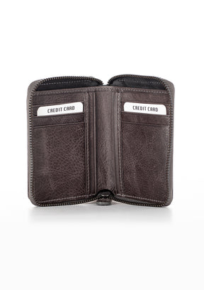 Arya Vintage Leather Zippered Unisex Card Holder Wallet