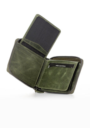 Evo Vintage Leather Zippered Unisex Card Holder Wallet