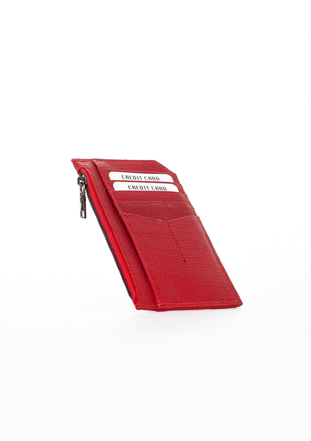 Niki Leather Thin Genuine Leather Zippered Unisex Card Holder Wallet