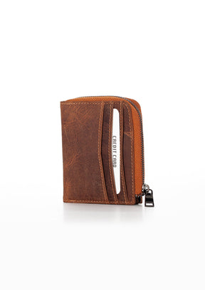 Niki Leather Thiny Genuine Leather Zippered Unisex Card Holder Wallet